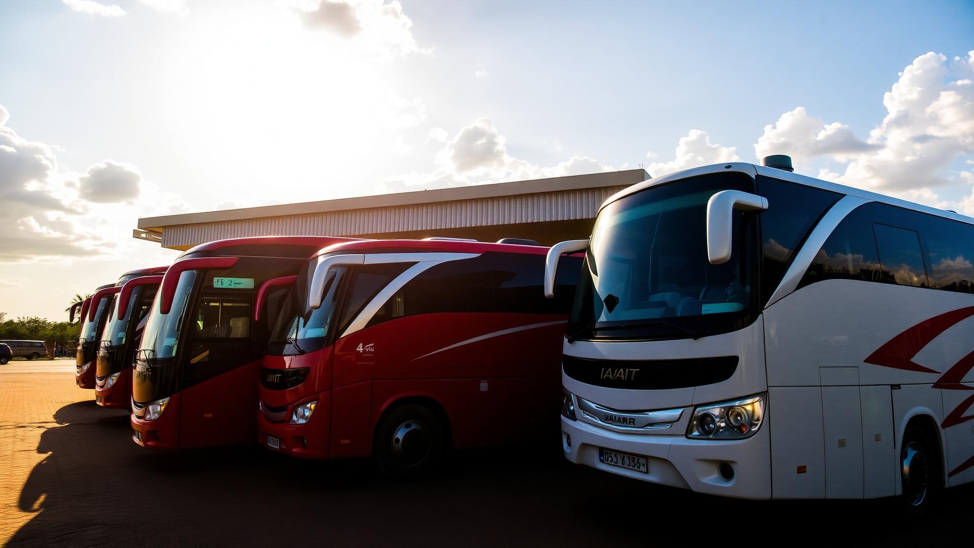 Mash Poa buses parked at a terminal